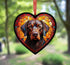 Labrador Chocolate Stained Glass Effect Heart Suncatcher